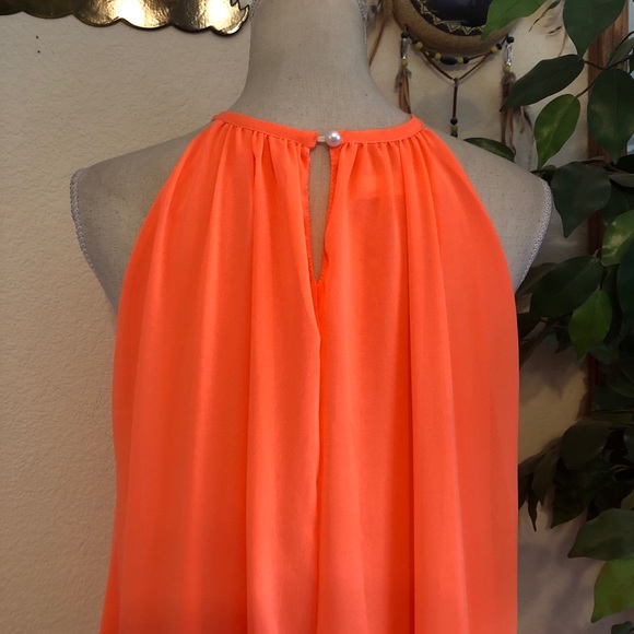 Leqier two tone hi low layered flowy beach dress - Picture 8 of 9